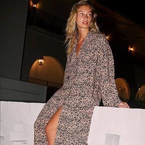Free People Daria Leopard Print Trench Shirt Dress | Size Large